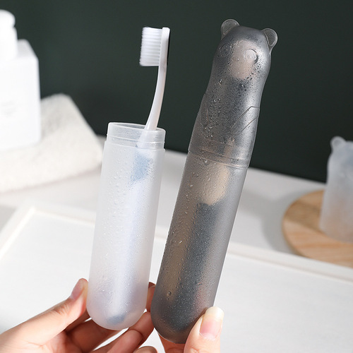 2 pack travel toothbrush storage box couple portable toothbrush box cartoon cute little bear small creative toothbrush barrel
