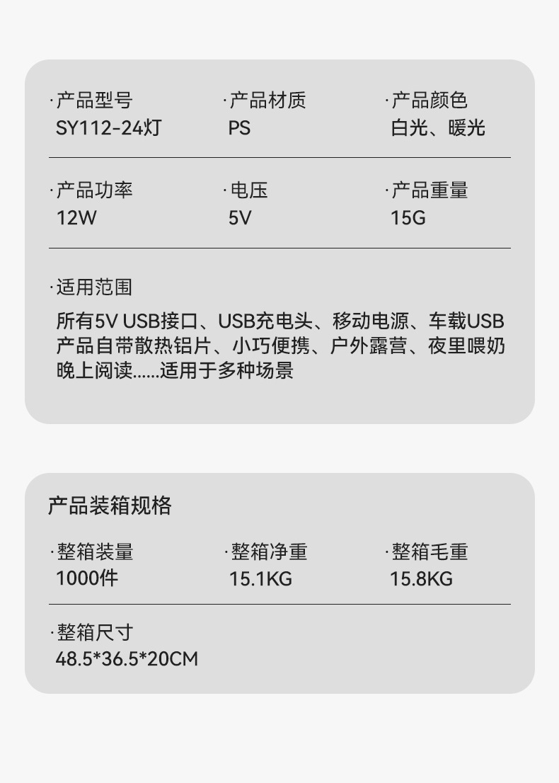 USB night light 3LED高亮8灯USB灯16灯小夜灯24灯露营灯学生宿舍