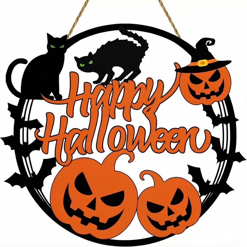 Cross-Border Wooden Halloween Party Atmosphere Decoration for Home, Garden, Front Door, and Household Welcome Wooden Decorative Sign