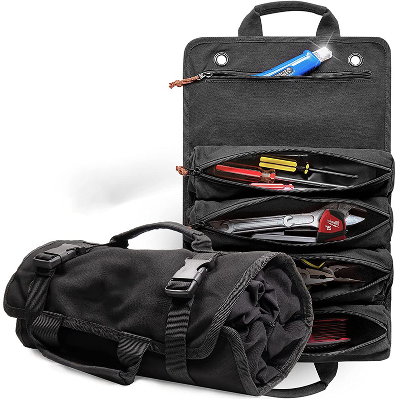 源头厂家跨境维修工具收纳包户外多功能折叠工具卷包四合一电工包