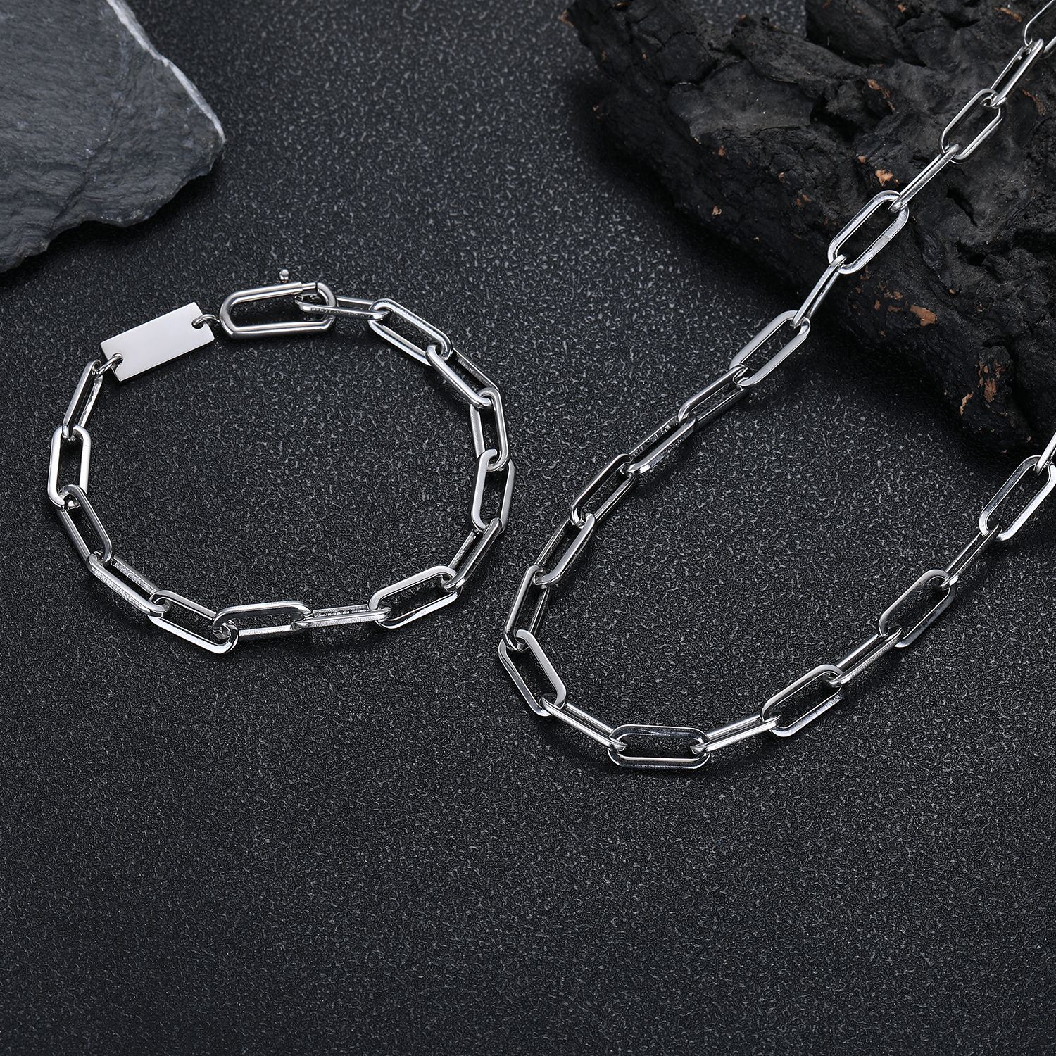Schlichte, ineinandergreifende Kette, farbechtes Handaccessoire, Unisex-Accessoire_voghion.com