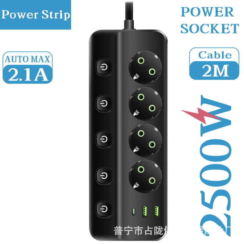 Euro enchufe tablero de conexión doméstico con USB oficina ruso 250V con enchufe de cable