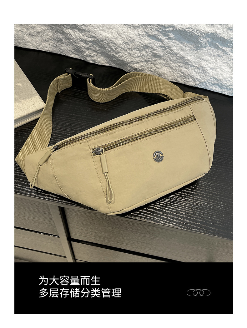 New sporty and casual waist bag for outdoor storage, simple solid color women's chest bag, crossbody backpack wholesale undefined