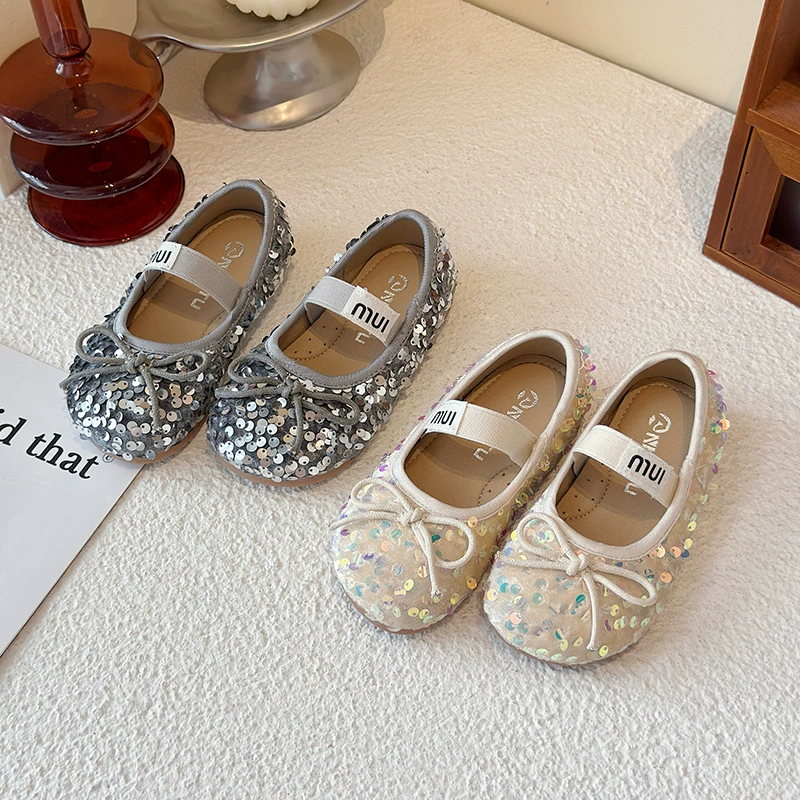 Весенне-осенняя новая обувь для девочек. Детская обувь для малышей. Туфли принцессы с блестками. Обувь для маленьких девочек. Детские маленькие кожаные туфли в корейском стиле.