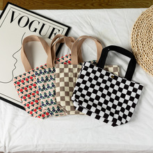 韩版ins风灯芯绒复古手提布袋学生妈咪便当包通勤手拎饭盒袋女