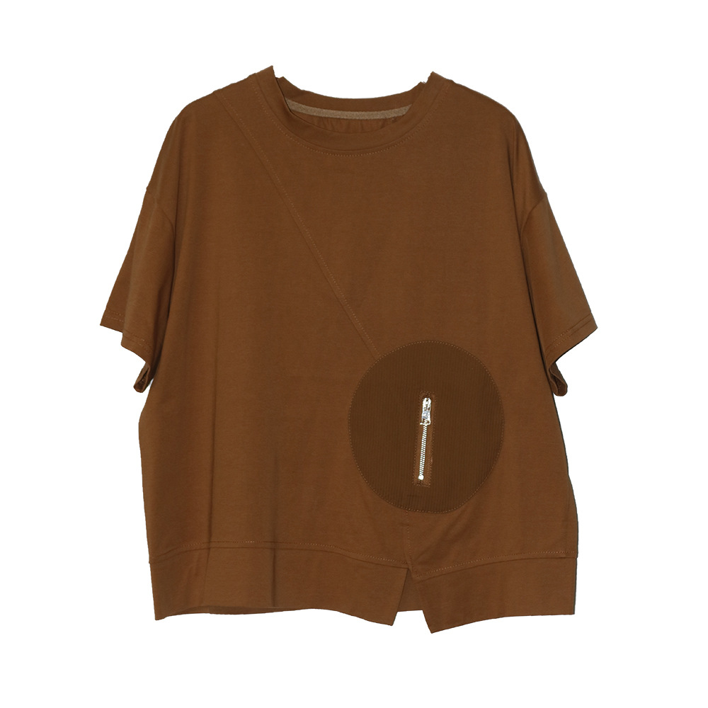 250373暗黑系山本风潮女装夏季新款不规则口袋拉链圆领短袖T恤潮 pic 14