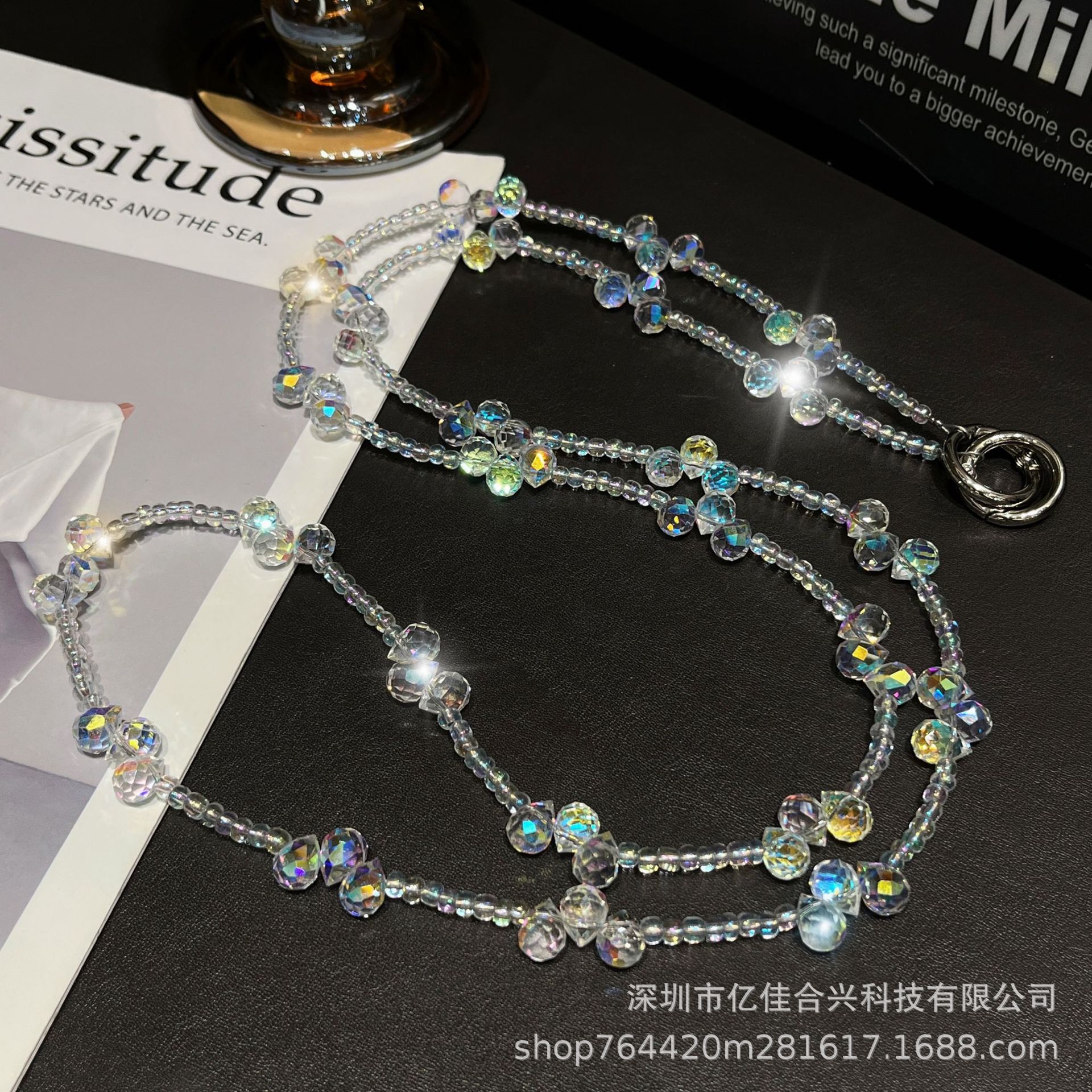 Cordón de teléfono móvil de todo fósforo, mensajero, gota de agua, cristal, cuentas creativas, cadena de teléfono móvil para mujer de alta gama, colgante de cadena