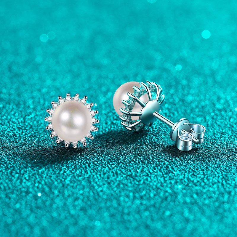 Orecchini a cerchio girasole in argento sterling con moissanite_voghion.com