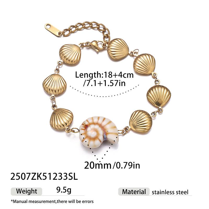 Tina Europa y los Estados Unidos venta transfronteriza pulsera de acero inoxidable ligera lujosa pulsera de estrellas de mar de alta calidad conchas marinas mujeres no desvanecen