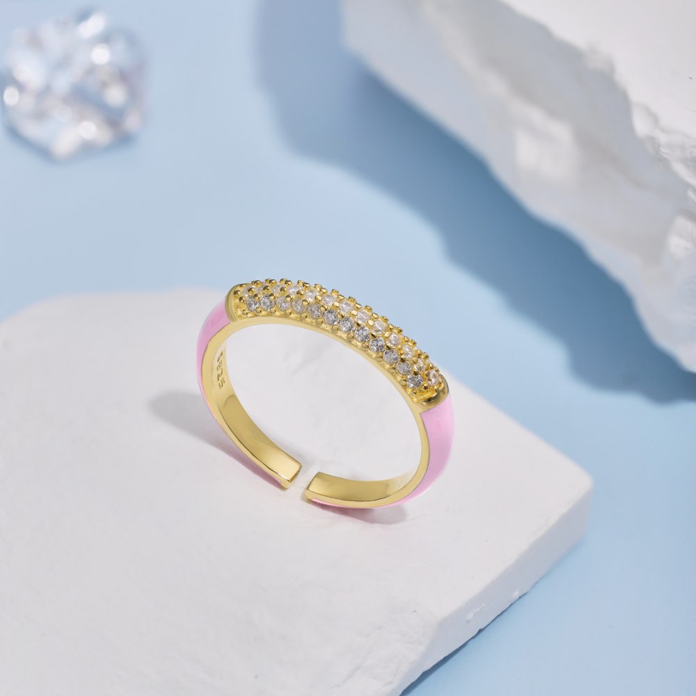 Fashion Geometric Sterling Silver Inlay Zircon Open Ring 1 Piece