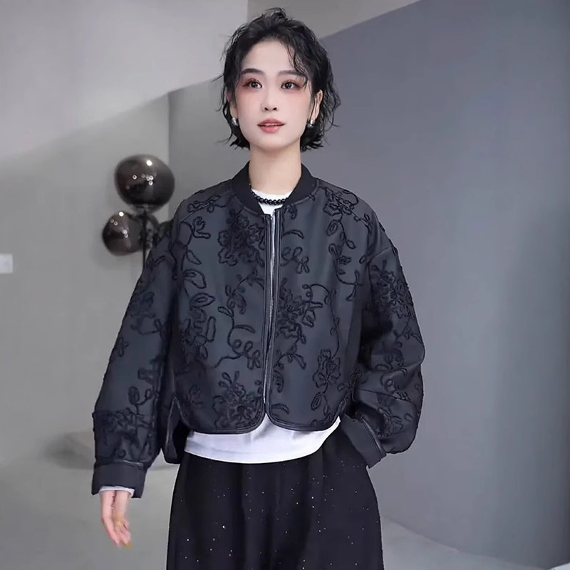 National Style Jacquard Embroidery Short Jacket for Women 2025 Spring New Versatile Top Jacket Baseball Jacket Plus-Size Jacket for Women