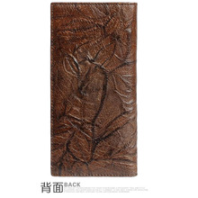 真皮男士钱包头层牛皮长款钱夹商务礼品皮套复古压花票夹