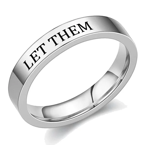 Cross-border European and American popular women's New LET THEM ring titanium steel couple ring jewelry lettering men's simple jewelry