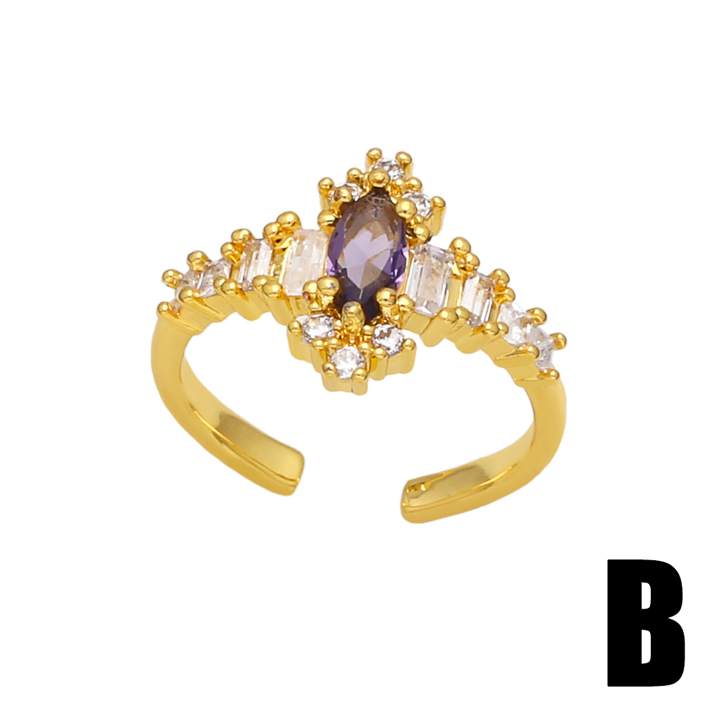 Fashion Heart Shape Copper Open Ring Plating Inlay Zircon Copper Rings