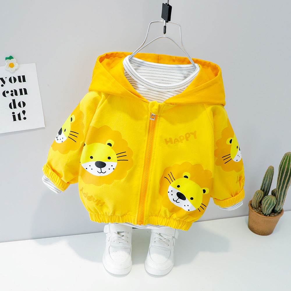 New spring and autumn cardigan coat for boys and girls, Korean style cartoon animal zip-up trench coat, 1588