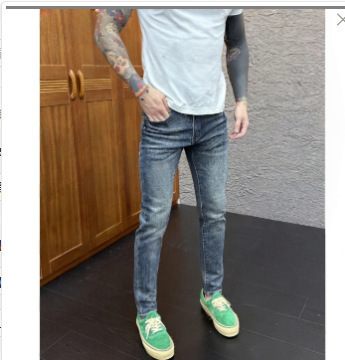 秋季时尚舒适纯色设计感百搭轻奢精品个性简约男士小脚休闲牛仔裤|undefined