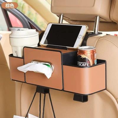 Car cup holder/beverage holder Seat Back Storage Rack, Water - brown-1-pack-4-in-1-car-storage-rack