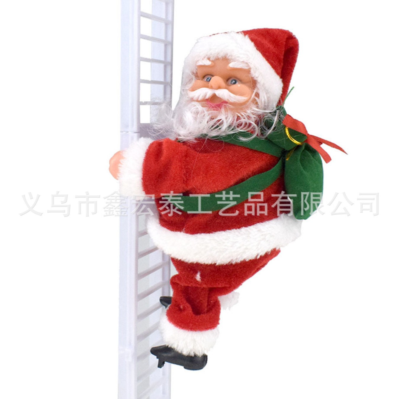 Escalera roja decoración navideña eléctrico Papá Noel trepando cuentas paracaídas muñeca fábrica regalos de Navidad para niños