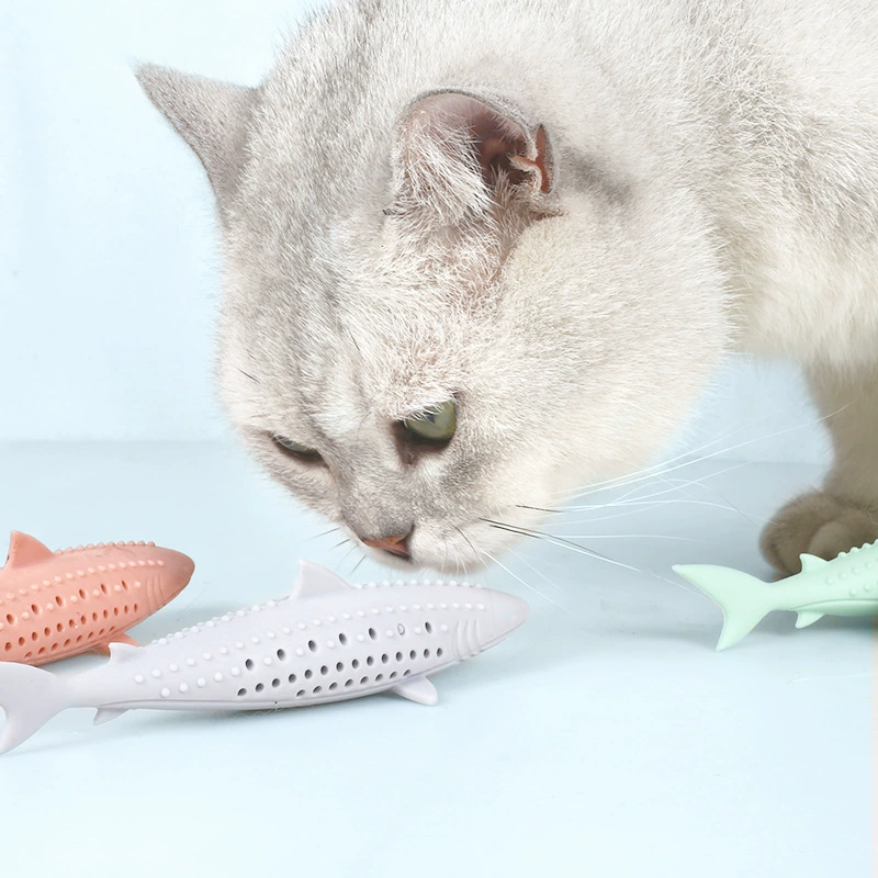 Амазонка Укусы кошек Акула кошка дразнящая палочка для чистки зубов мяты шлифовальная палочка силиконовая рыба игрушка встряхнуть тон такой же в наличии