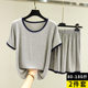 Modal Pajamas suit Women's Summer Loose Thin plus size Short-sleeved T-shirt Cotton Top Shorts Home Two-piece Set