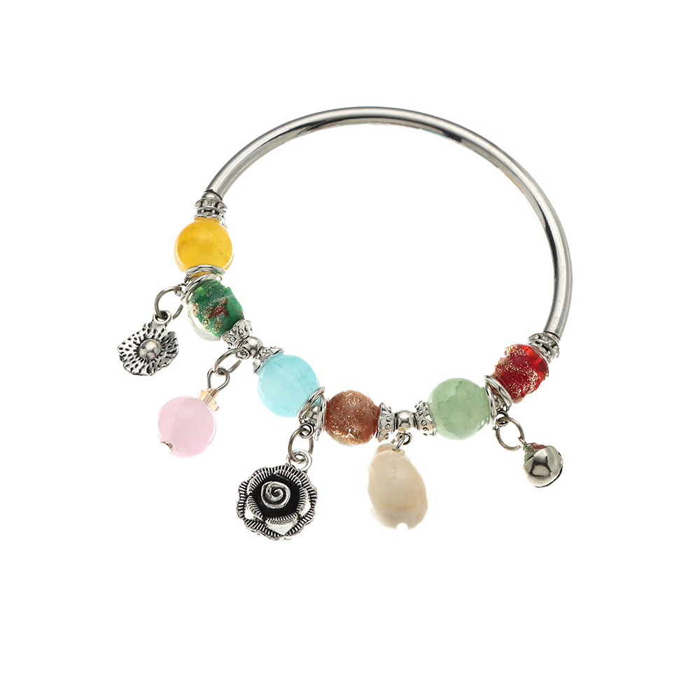Glass Bead Shell Flower Pendant Adjustable Bracelet wholesale jewelry Nihaojewelry