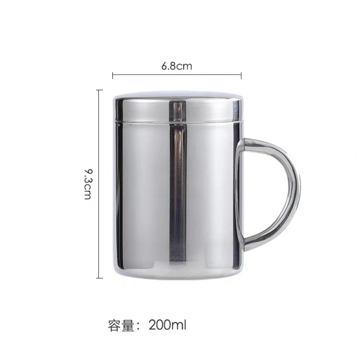 Taza de acero inoxidable 304, taza de agua de doble capa, taza para estudiantes de guardería, taza para cantina, restaurante, taza de té, uso comercial