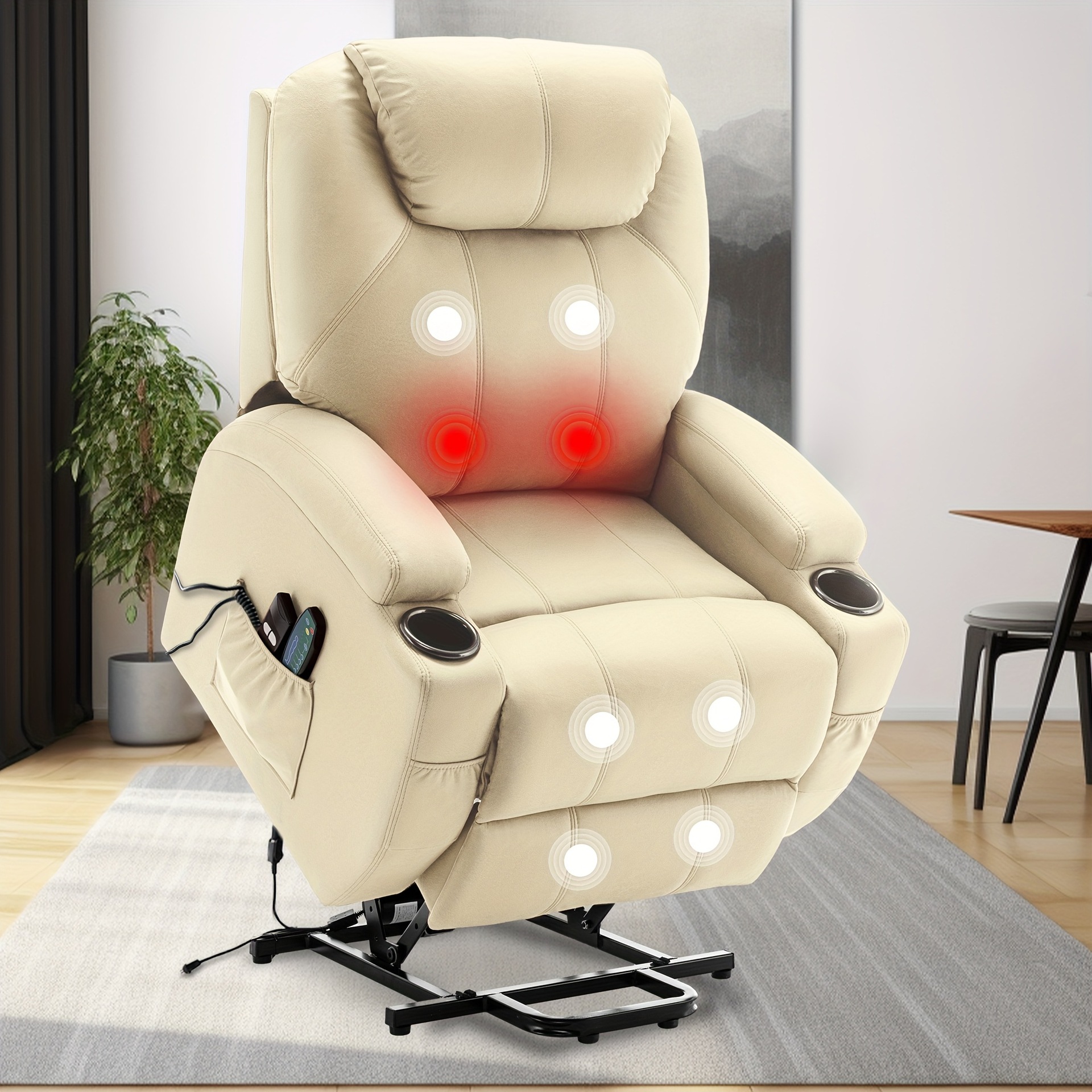 Black Power Lift Recliner Chair con Massage Heat Function
