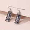 Umbrella for beloved, comics, square earrings stainless steel, 2023, with gem