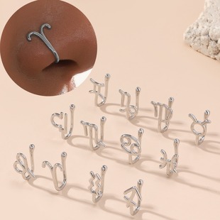 Cross-border Europe and the United States best selling creative non-perforated U-shaped nose clip female non-perforated twelve constellation nose ring puncture jewelry wholesale