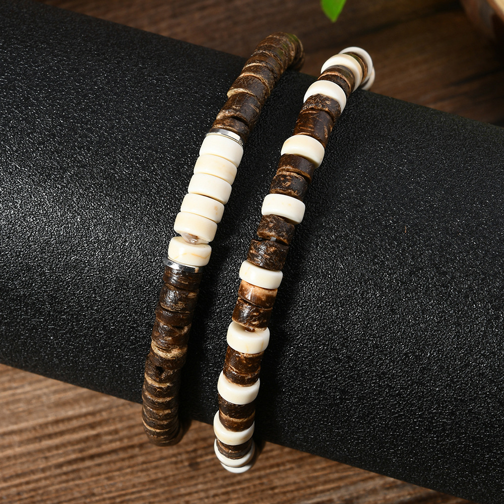 Retro Simple Style Geometric Wood Turquoise Men's Bracelets Imitation Pearl Accessories display picture 7