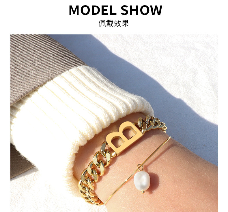 Bracelet En Acier Plaqué Titane Perle De Mode display picture 8