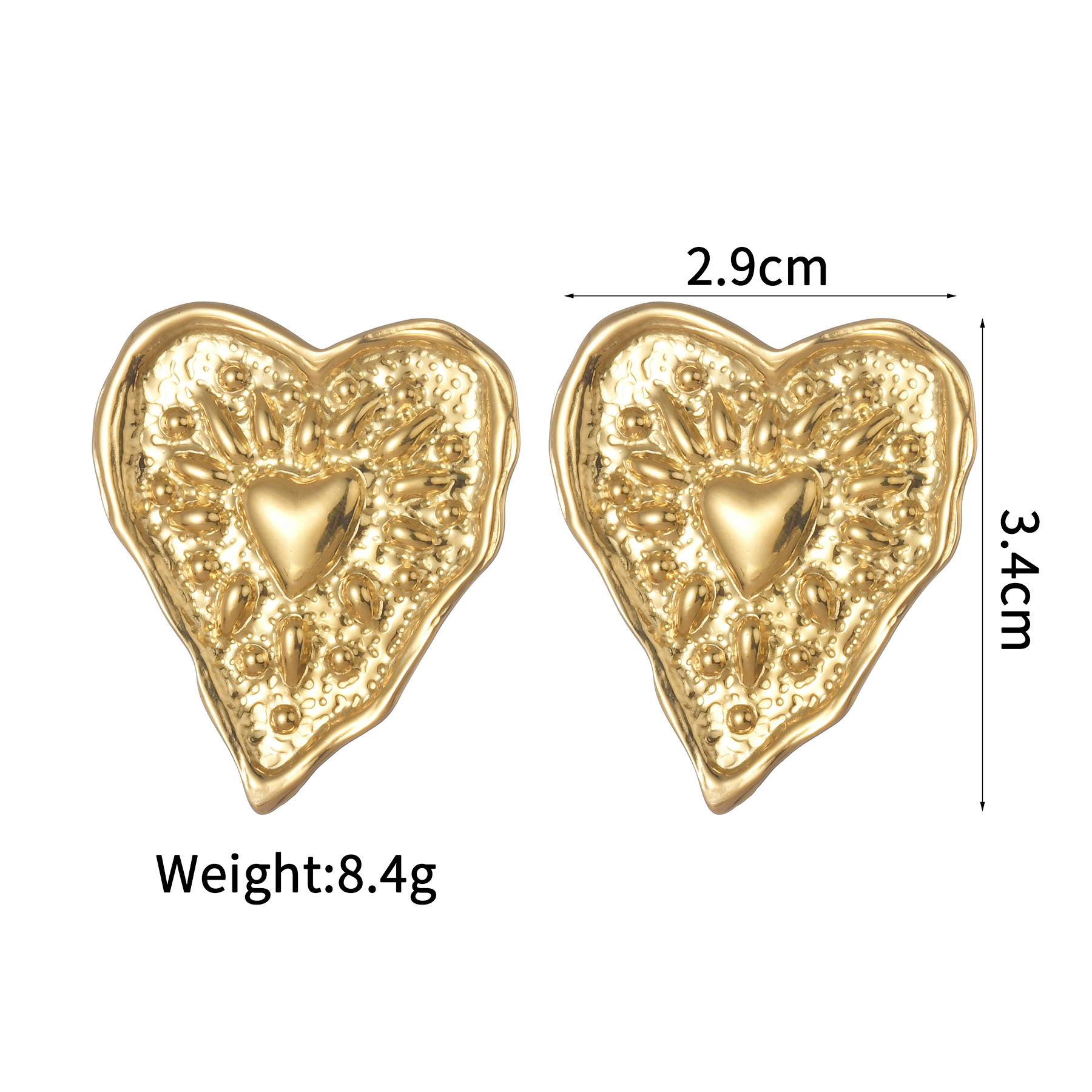 9g Weight PVD Coated Gold Plating Process 201 Stainless Steel Ear Needle Material 18K Real Gold Plated Plating Material Stone-Free Inlay Material Drop Earrings, Ear Studs Classification 1 Pair Quantity Daily Occasion 201 Stainless Steel Material Heart Shape Pattern Women's Gender Retro, IG Style Style Mixed Metal, Plating Craft 1 Pair IG Style Retro Heart Shape Mixed Metal Plating 304 Stainless Steel Drop Earrings Ear Studs 9