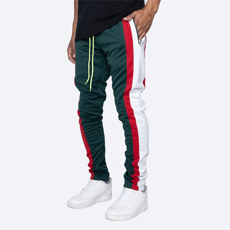 Fashion stitching men's pants outdoor sports running fitness trousers casual fashion hip hop men's sweatpants in stock