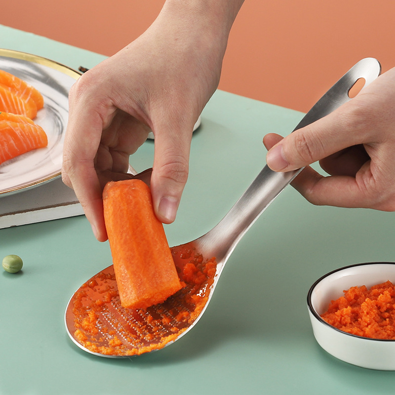 304 Stainless Steel Baby Food Grinder — Thickened Mashing Spoon for Baby & Infant Weaning, Ideal for Wasabi, Ginger, and Fruits