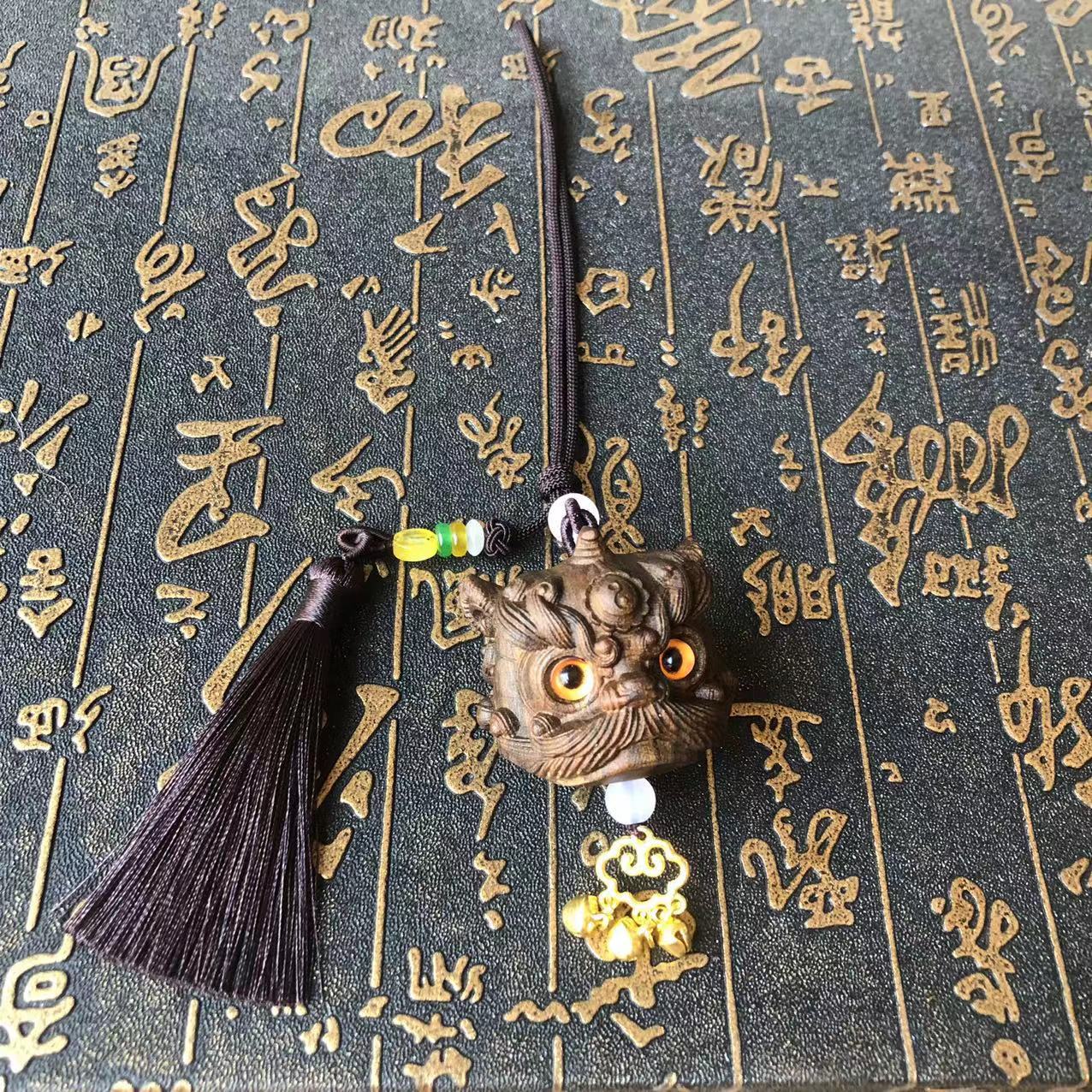 印尼正區拉達杆醒獅瑞獸頭平安招財手把件汽車掛件國潮復古吊墜