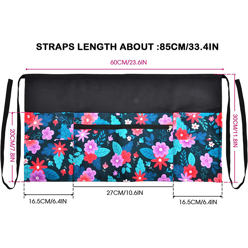 Falda de poliéster estampado de leopardo floral corto delantal cremallera Bar cafetería delantal de trabajo al por mayor