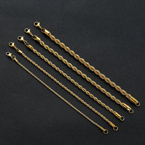 Hemp chain 2mm 3mm 4mm 5mm 6mm vacuum electroplated stainless steel, multi-width and multi-color hemp bracelets