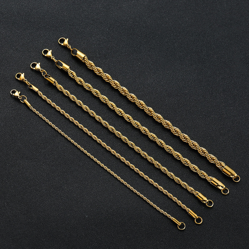 Twist Chain 2Mm3Mm4Mm5Mm6Mm Vacuum Electroplated Stainless Steel Multi-Width Multi-Color Twist Bracelet Twist Chain 2Mm3Mm4Mm5Mm6Mm Vacuum Electroplated Stainless Steel Multi-Width Multi-Color Twist Bracelet