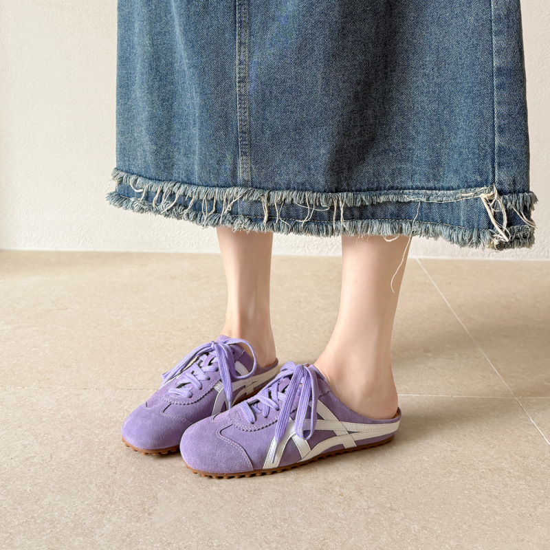 Real Shot~ Genuine Leather Casual Sneakers with Thick Soles, Women's Soft-Soled Slip-On Mule Half-Slippers Real Shot~ Genuine Leather Casual Sneakers with Thick Soles, Women's Soft-Soled Slip-On Mule Half-Slippers