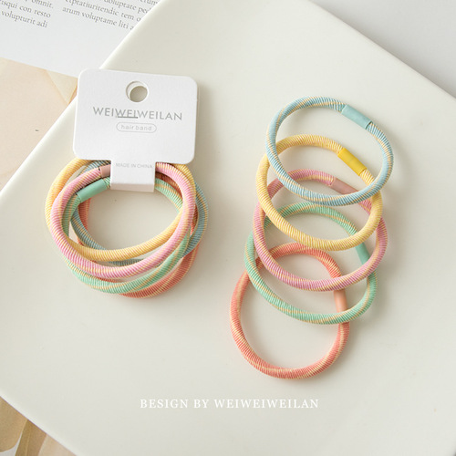1 card, 5 pieces, spring color, simple, fresh and basic headband set, versatile, high-elastic hair-tying rubber band, hairband for women