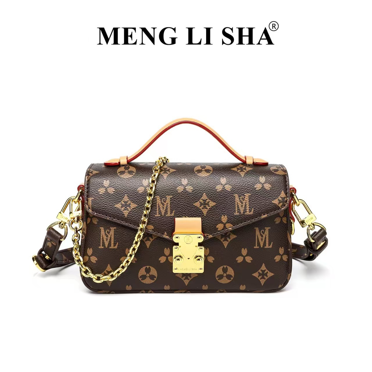 2025 New Color-Block Retro Print Small Square Bag, Niche Chain-Style Elegant Women's Shoulder Crossbody Bag with Lock Buckle
