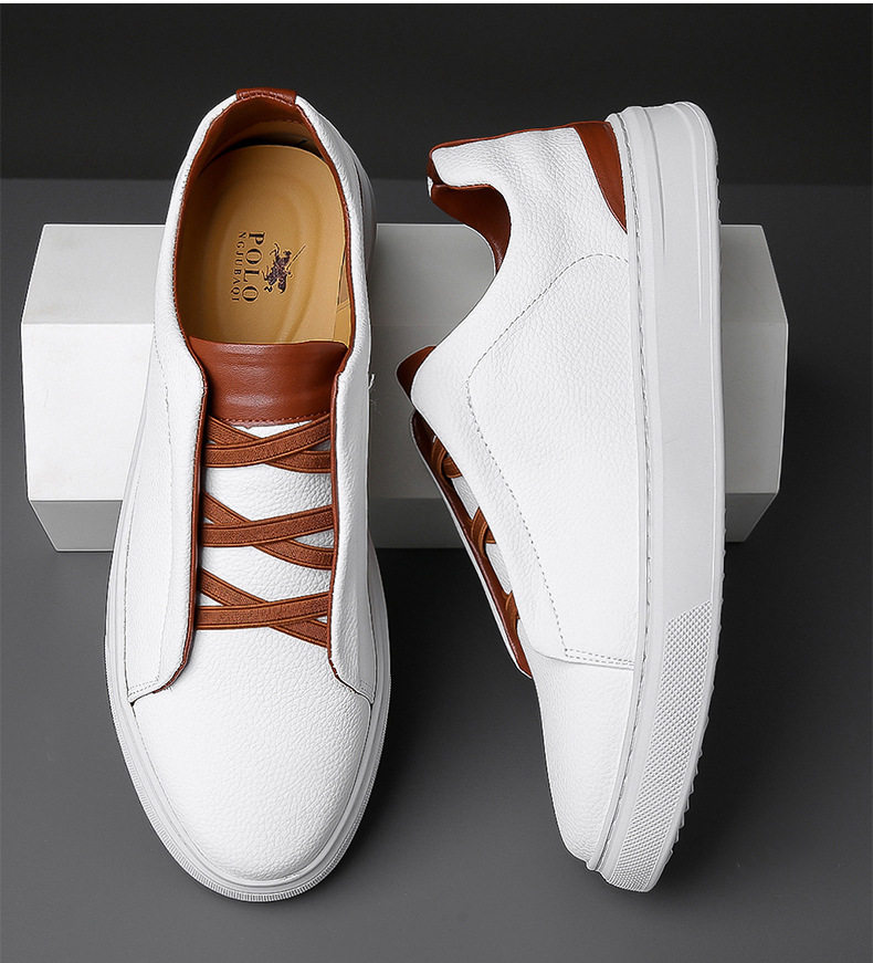 Giày sneaker nam cổ thấp dáng thể thao thoải mái, chống thấm nước, chống trượt, dây thun tiện lợi — 8088 màu đen, 8806 màu trắng, 8806 đen nâu chi tiết 4