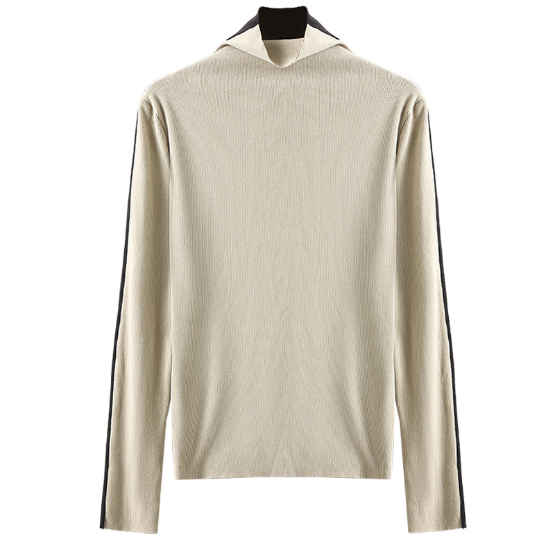 Camisa de fondo de cuello alto con cuello alto de hilo de otoño e invierno Camisa de fondo de dos vías de manga larga de ajuste delgado de color interior para mujer