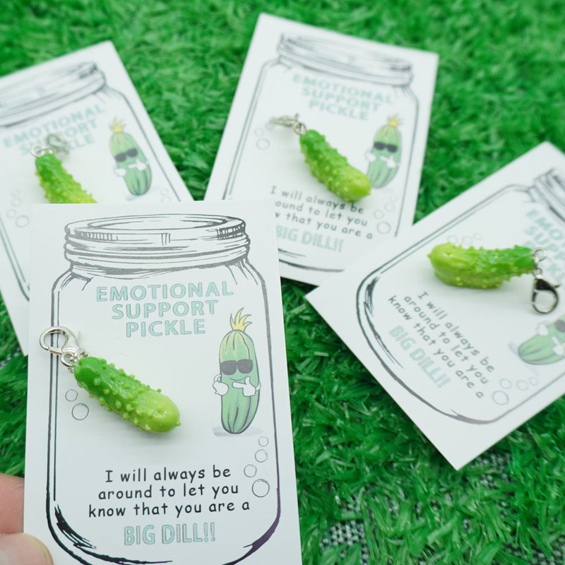 Cross Border New MINI Emotional Support Pickle Pickles Keychain Cucumber Greeting Card Cross Border New MINI Emotional Support Pickle Pickles Keychain Cucumber Greeting Card