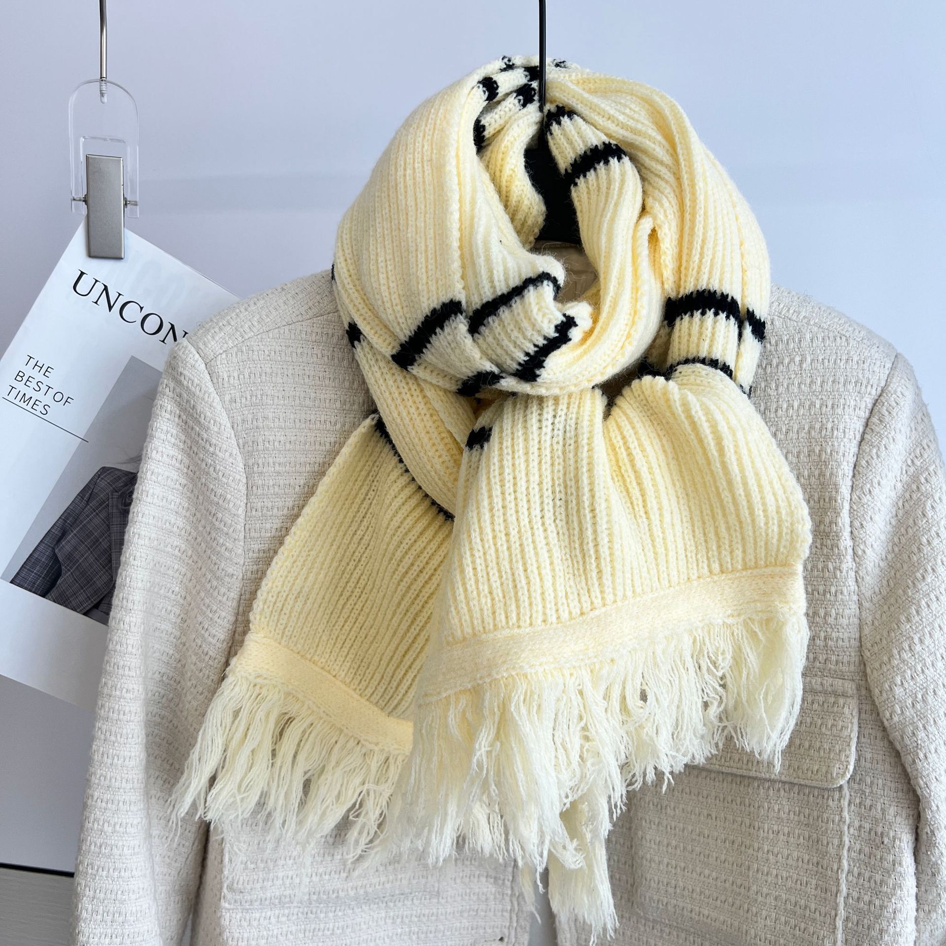 Women's Simple Style Color Block Stripe Knit Scarf display picture 8