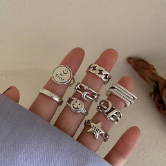 Heavy industry combination finger ring women's fashion personality retro ins cold style light luxury niche design high-end sense ring