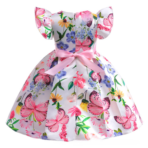  New Arrival Cross-Border Girls' Dress: European & American-Style Kids' Skirt with Butterfly Print, Petite Flared Sleeves, and Vest Design—Perfect Princess-Like Children's Wear