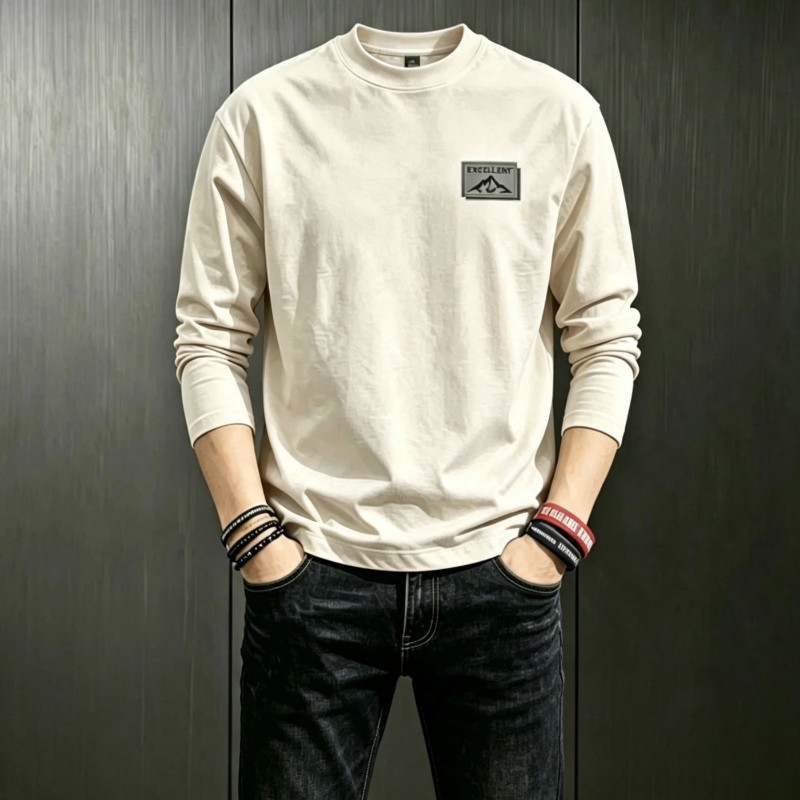 2026 봄가을 신상 남성 긴팔 티셔츠 루즈핏 라운드넥 얇은 맨투맨 데일리 캐