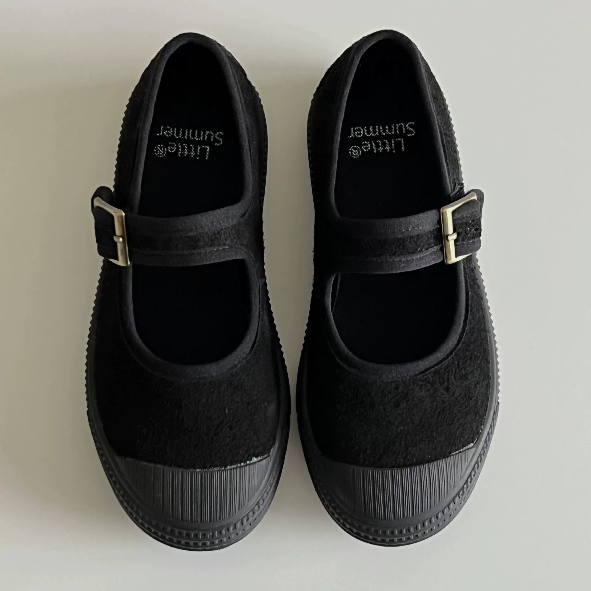 Littlesummer 24 года легкая девушка ретро с ворсовым мехом Mary Jen черные туфли