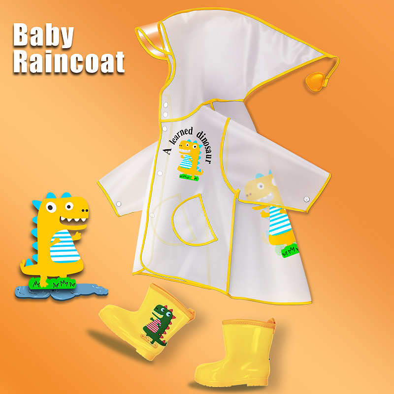 Children's Raincoat for Boys and Girls 2026 Primary School Students Full-Body Toddler Kindergarten Cartoon Cute Dinosaur Baby Rain Poncho